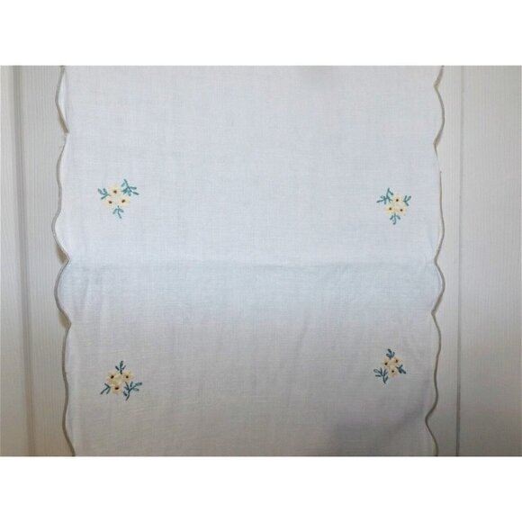 Unbranded Cross Stitch Table Runner 56" X 12" Pastel Floral Design Handmade - Picture 4 of 8